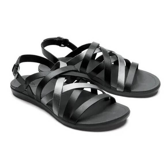 Women's OluKai Awe 'Awe Full Grain Leather Straps Hawaiian Sandals Size 8 - Picture 1 of 14